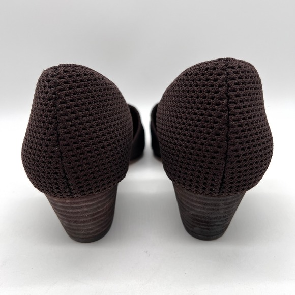 EILEEN FISHER Hallo Knit D'Orsay Pumps Womens 8.5 Brown Stacked Block Heel - Picture 3 of 11